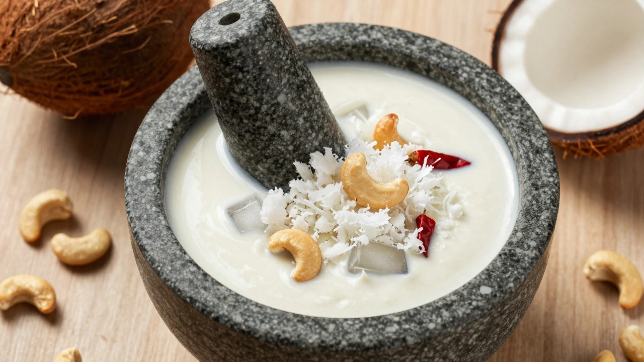 Fresh coconut and cashews for thickening chutney